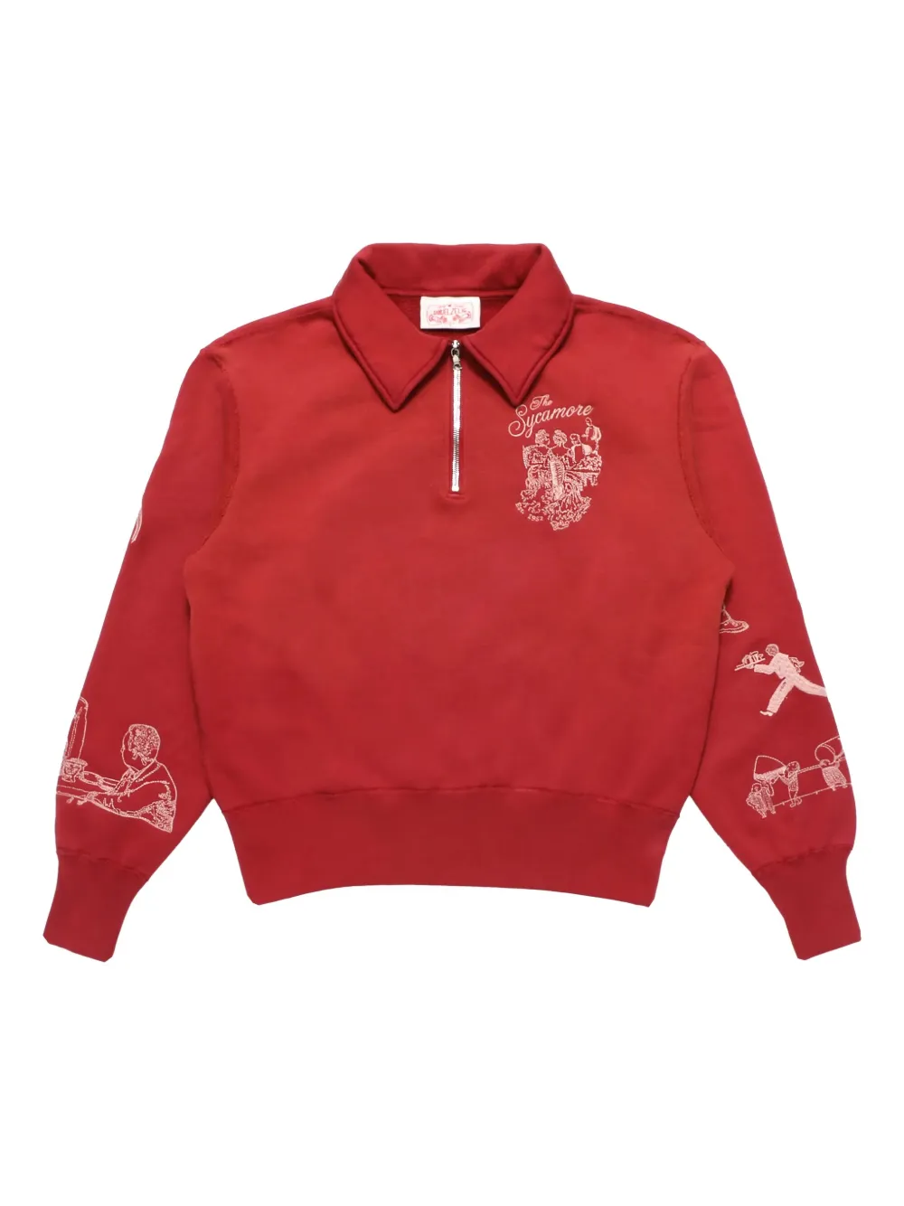 Samuel Zelig Restaurant graphic half-zip knitwear | Red | Image 1