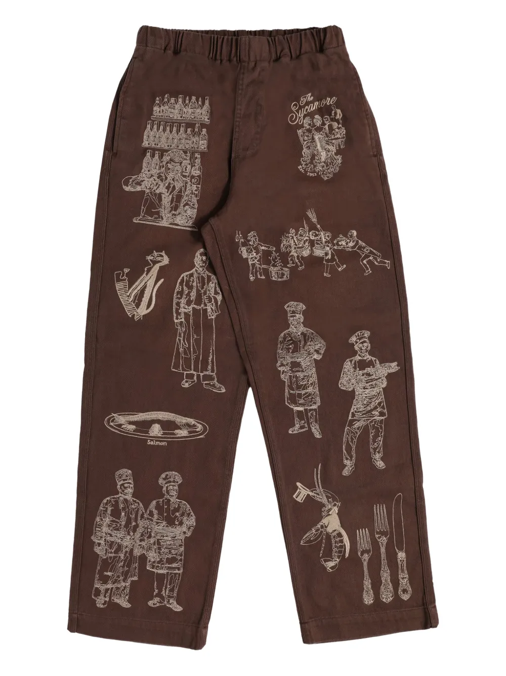Samuel Zelig Restaurant embroidered trousers | Brown | Image 1