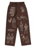 Samuel Zelig Restaurant embroidered trousers - Brown