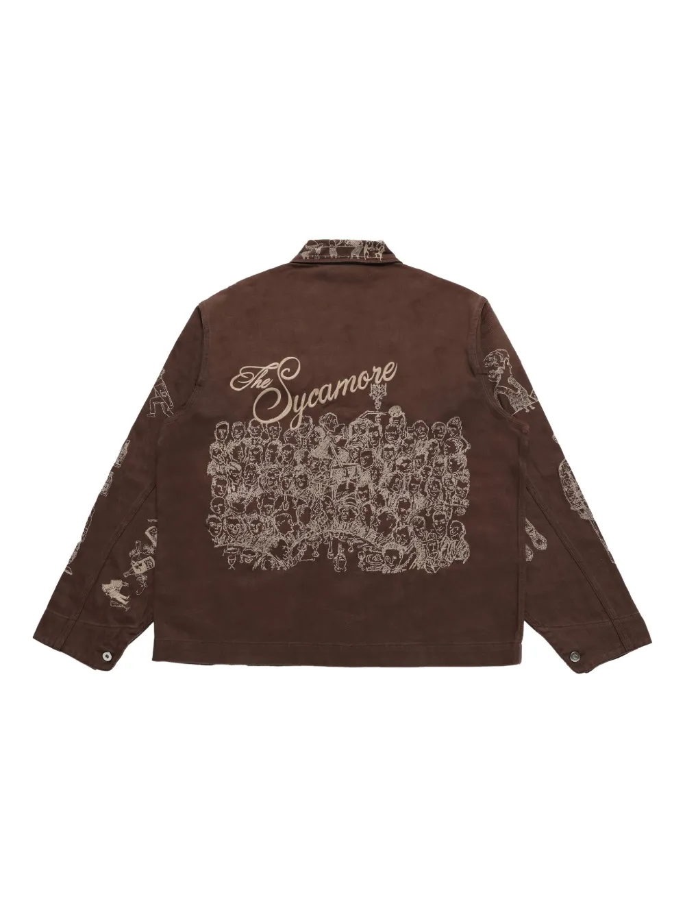 Samuel Zelig Restaurant Chore Embroidered Jacket In Brown