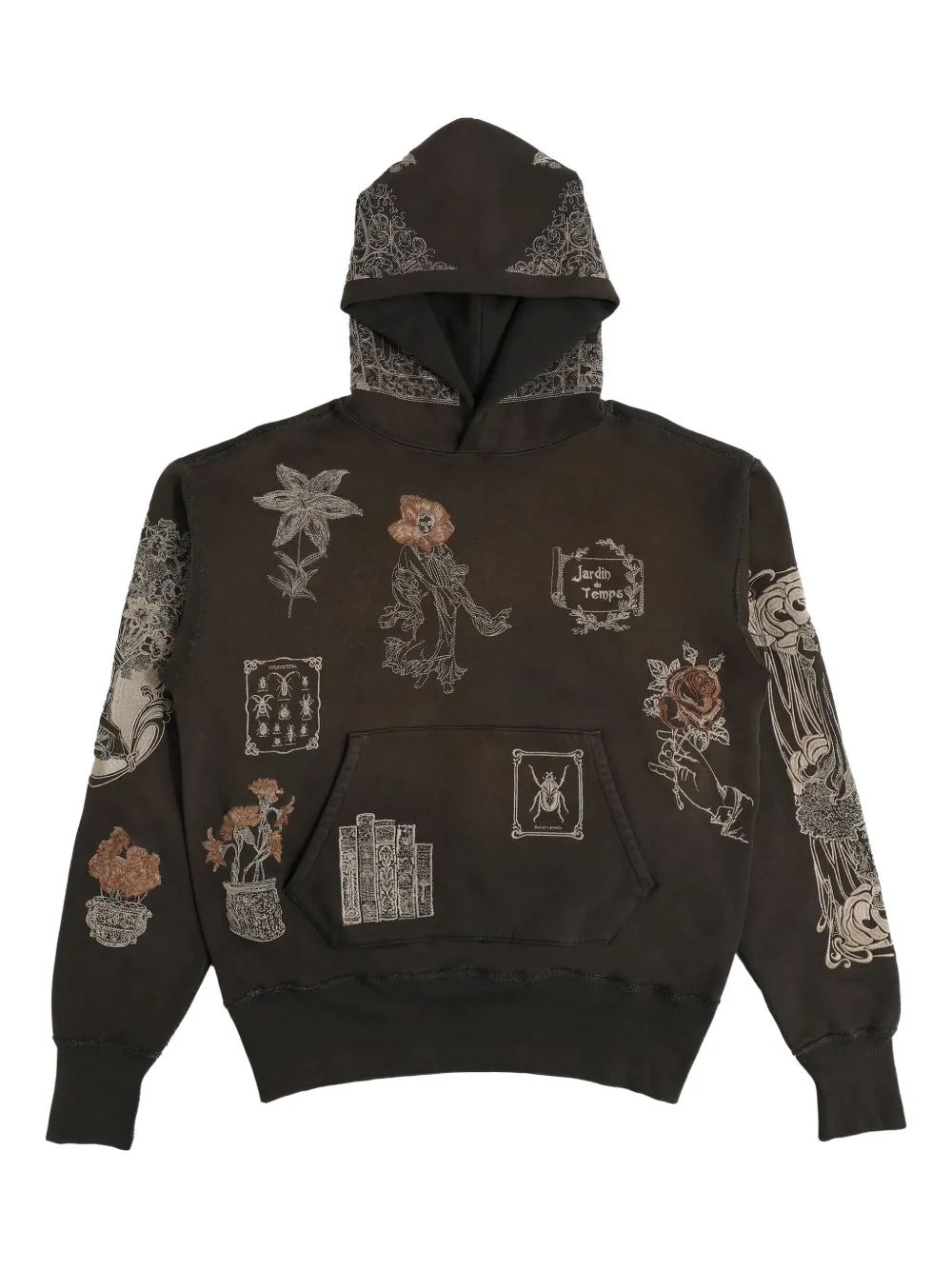 Samuel Zelig Jardin floral-embroidered hoodie | Brown | Image 1
