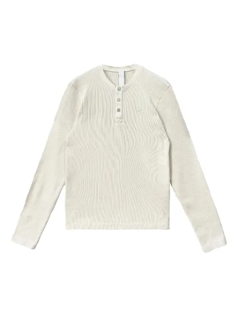 Chrome Hearts logo embroidered waffle henley collar shirt