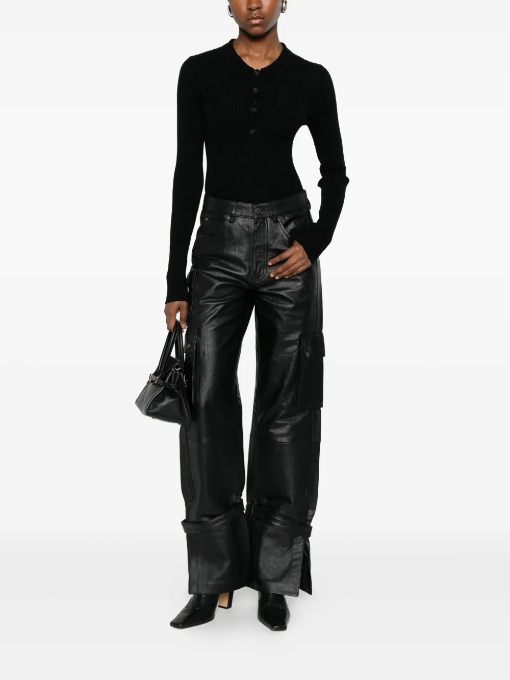 Herskind Ribbed Buttoned Cardigan In Black