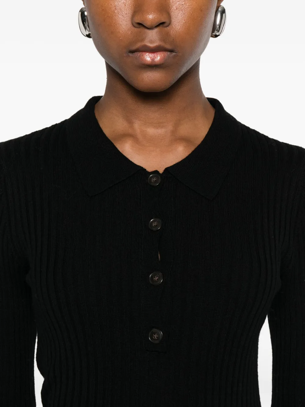 Herskind Ribbed Buttoned Cardigan In Black
