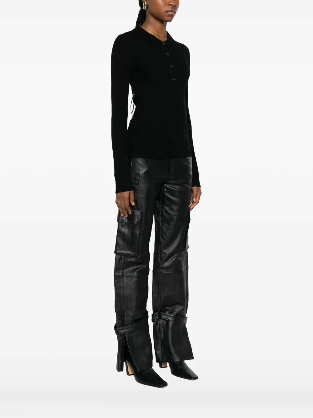 Herskind Ribbed Buttoned Cardigan In Black