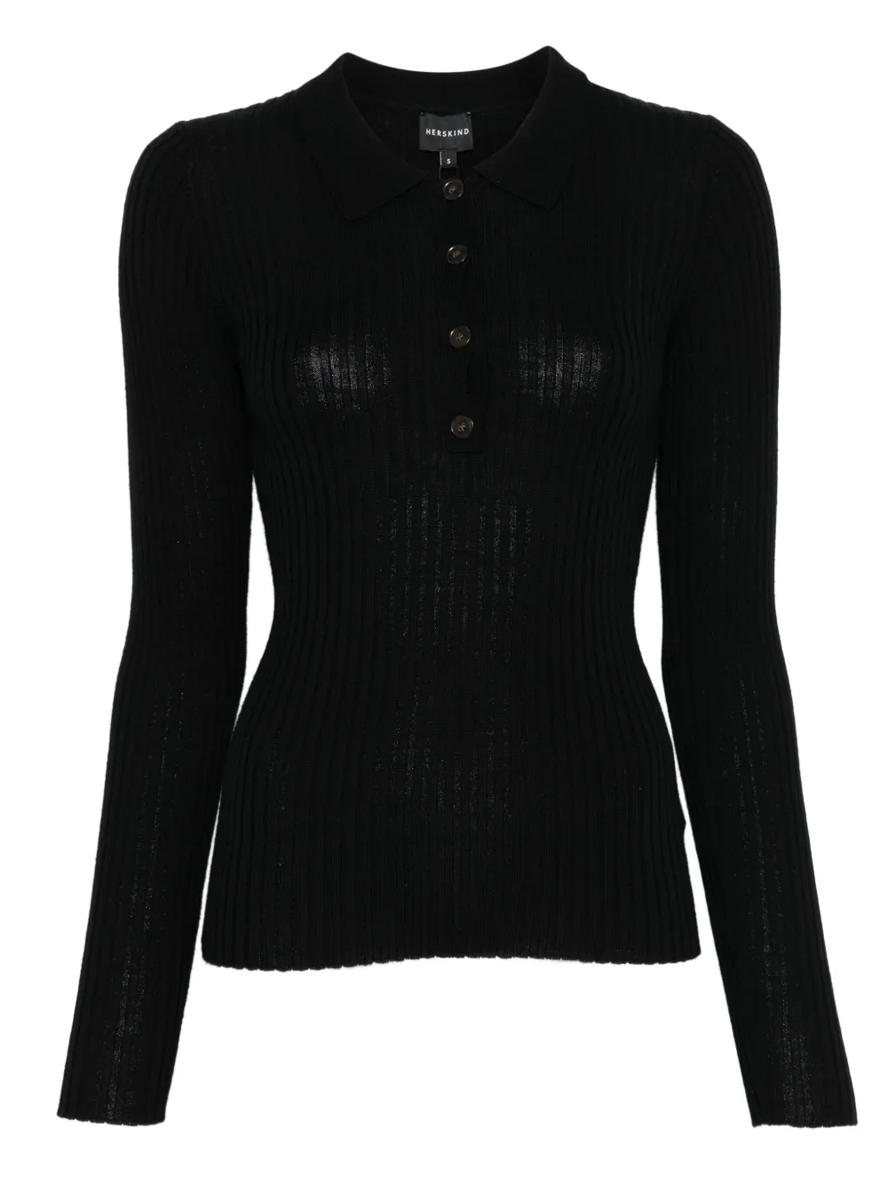 HERSKIND ribbed buttoned cardigan | Black | Image 1