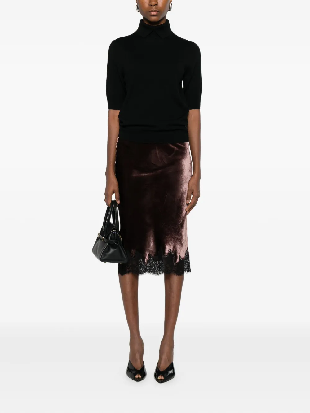 Herskind Lace-detail Fitted Skirt In Black