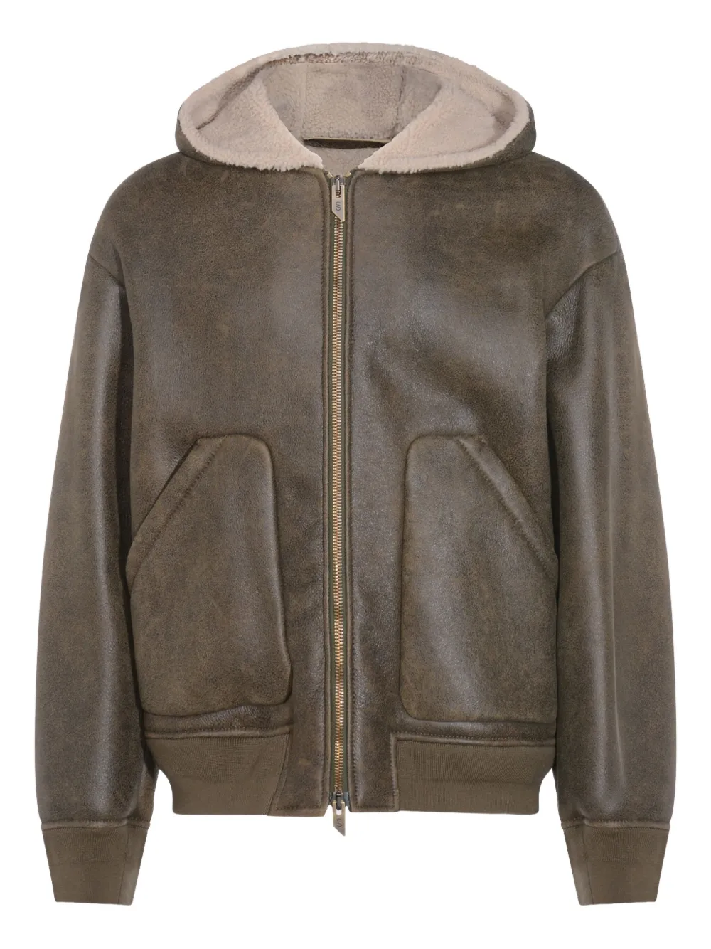 Salvatore Santoro hooded zip leather jacket | Green | Image 1