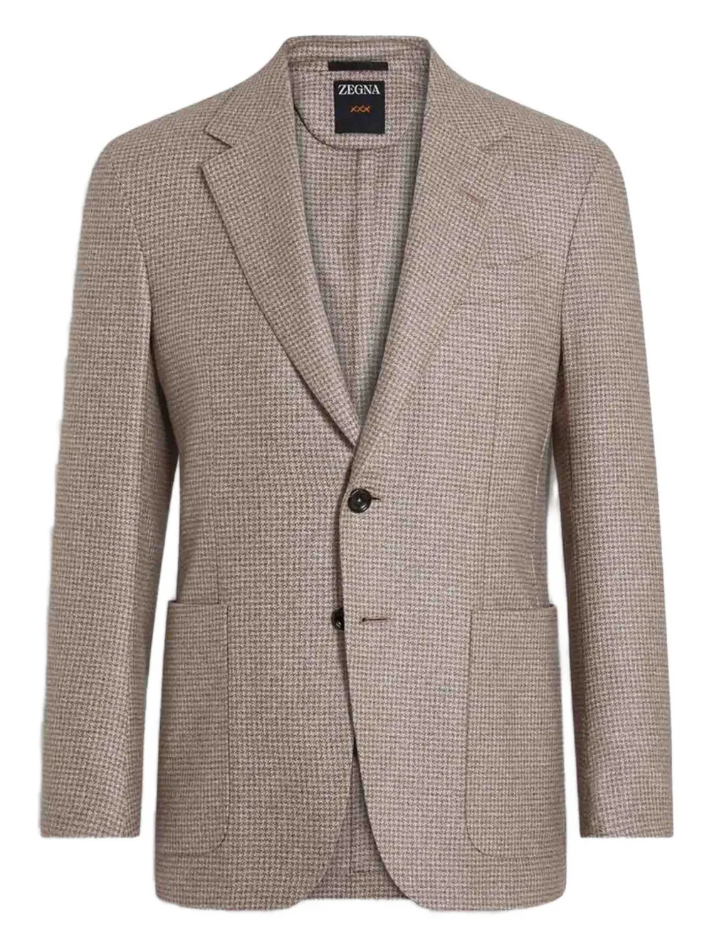 Zegna Checked Button Blazer In Brown
