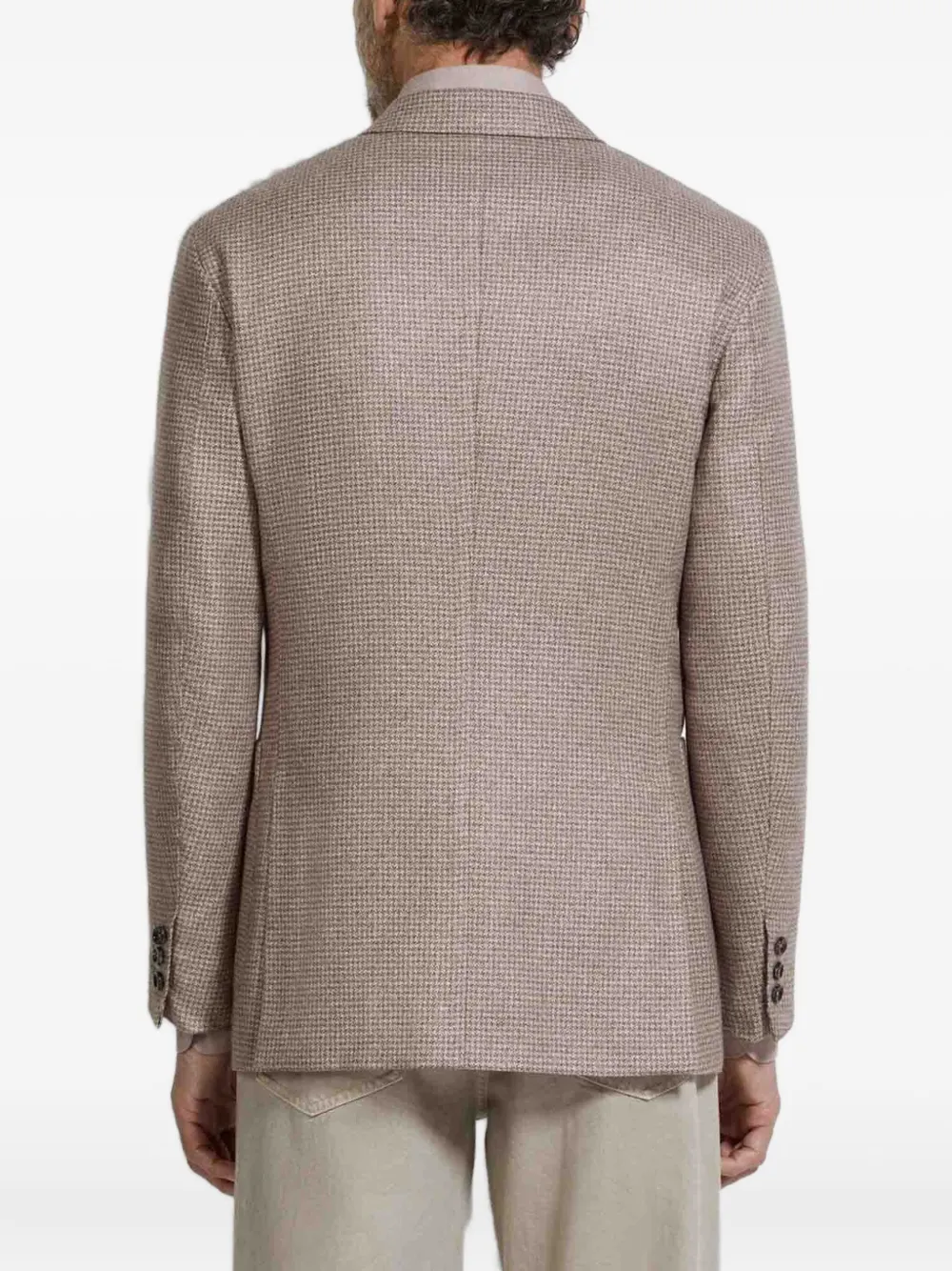 Zegna Checked Button Blazer In Brown