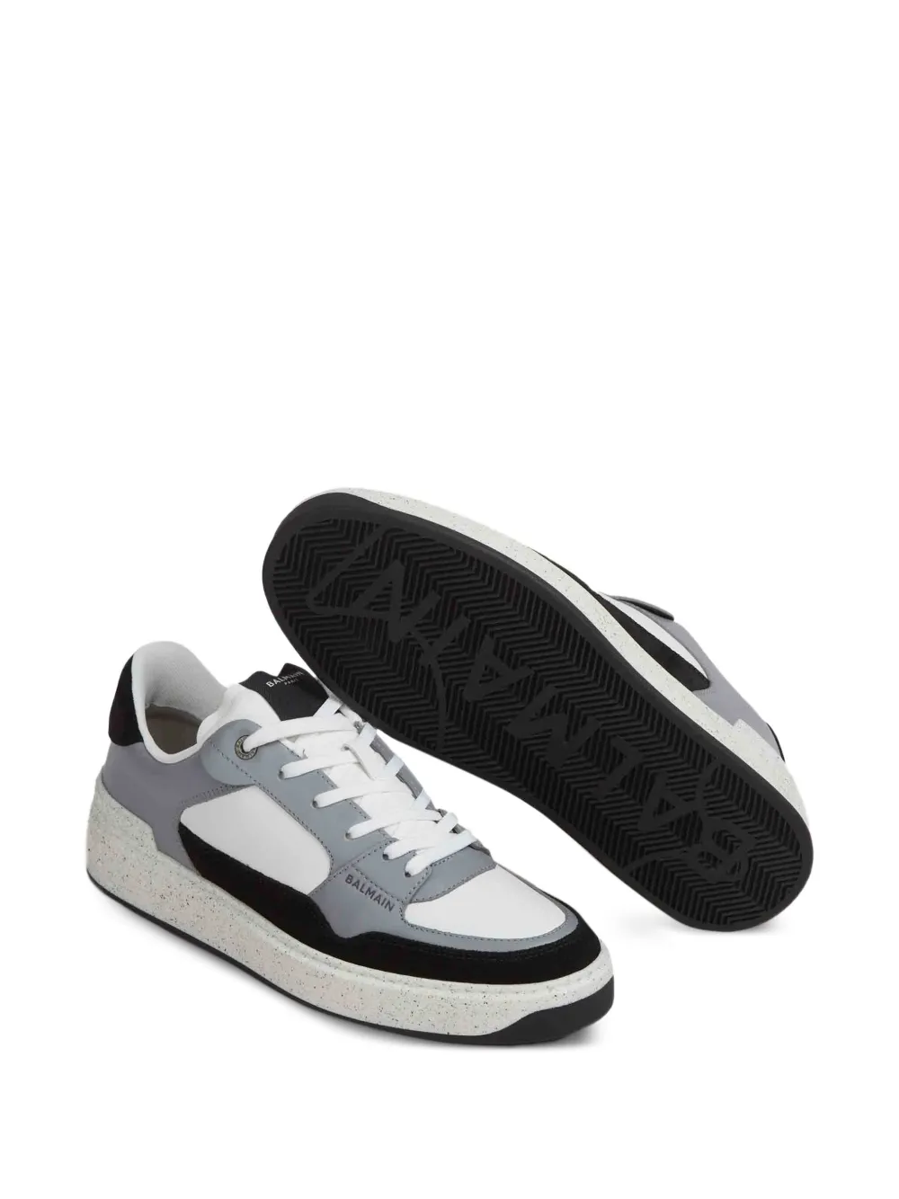 Balmain B-Court leren sneakers met vlakken Grijs