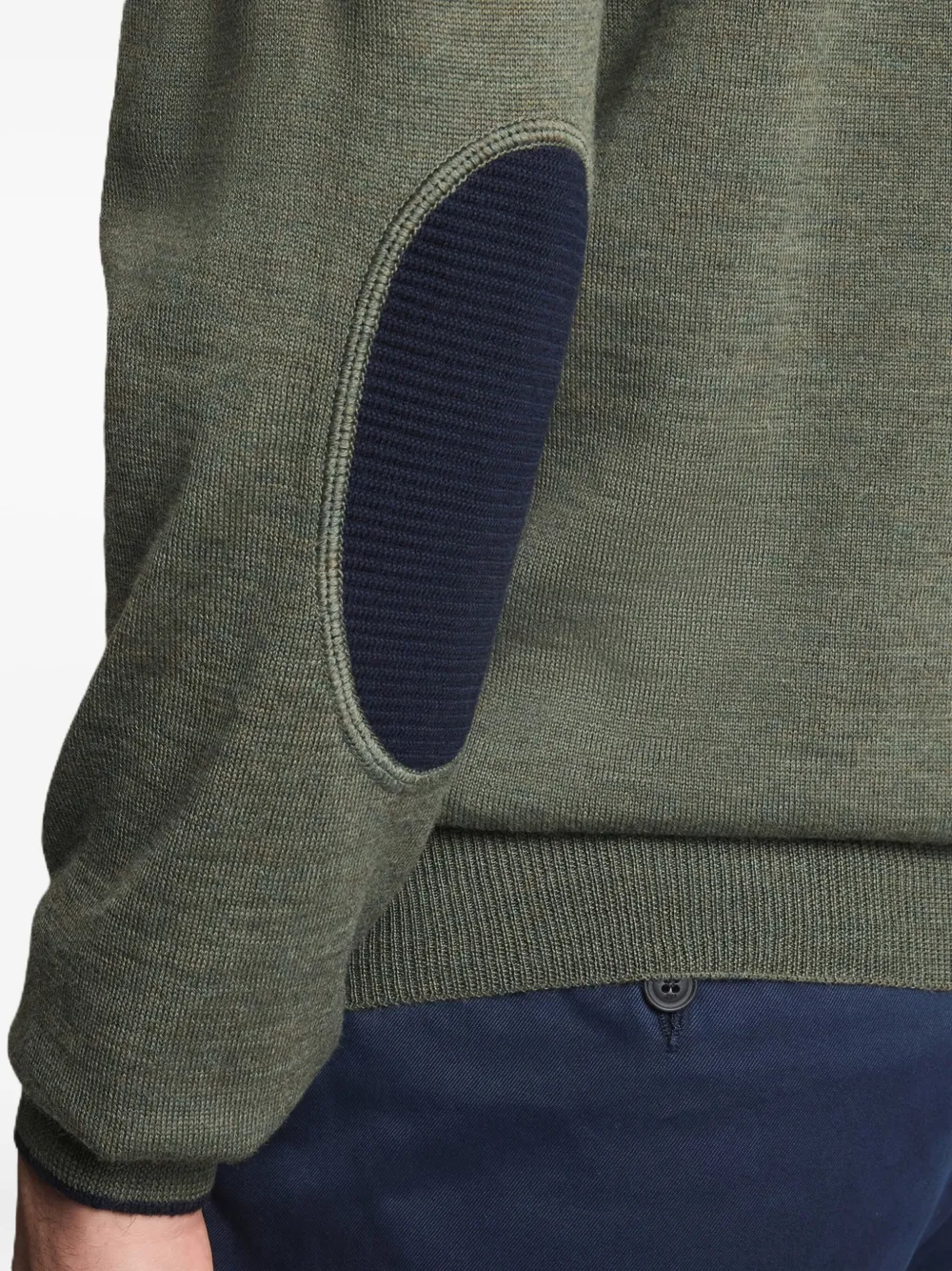 Fay elbow-patch crew-neck sweater - Groen