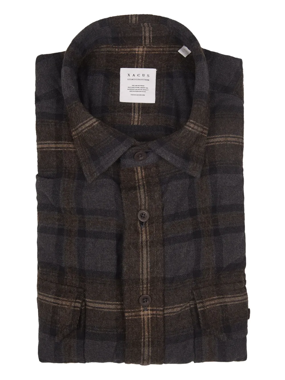 Xacus Buttoned Checked Shirt In Brown