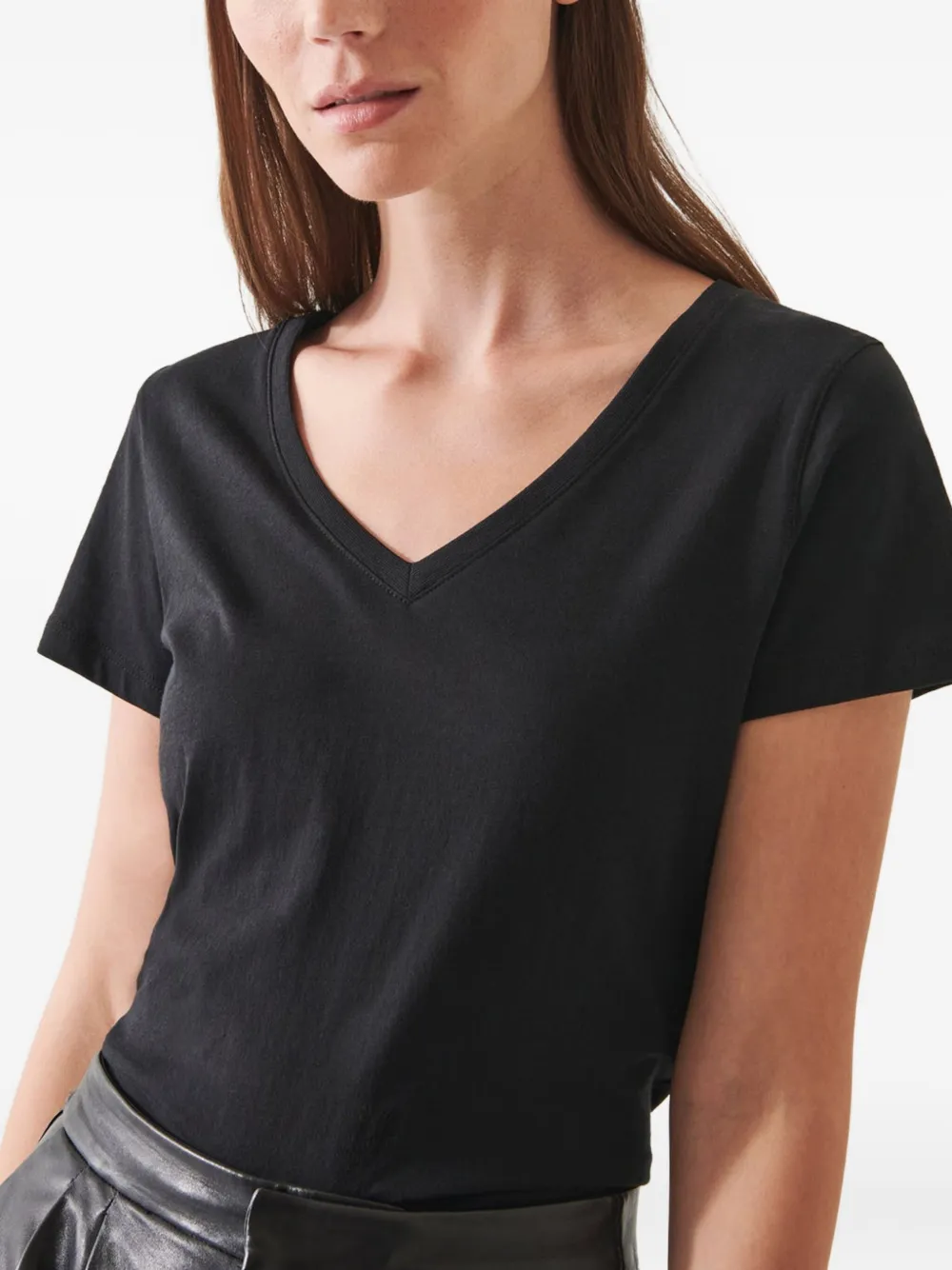 Patrick Assaraf V-neck Short-sleeve T-shirt In Black