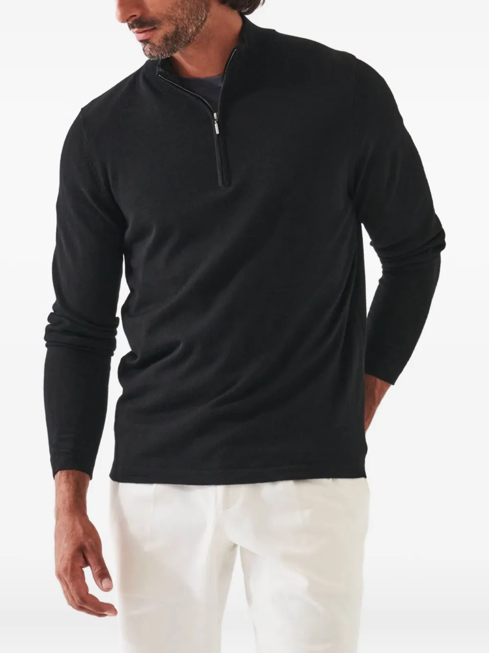 Patrick Assaraf Zip Sweater In Black