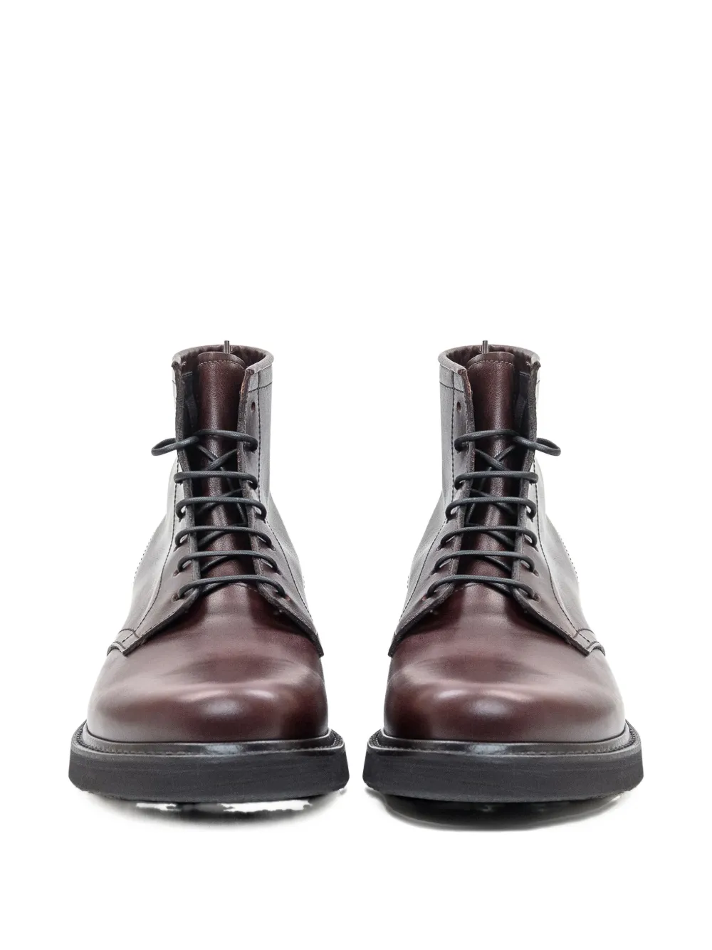 Premiata Topstitched Lace-up Boots In Brown