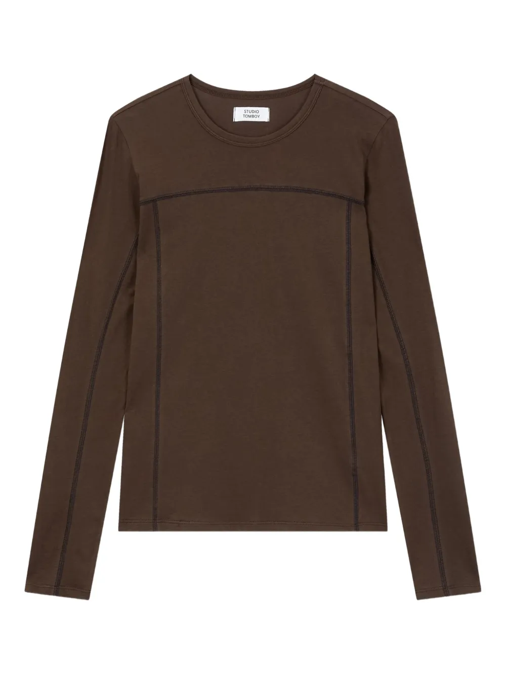 Studio Tomboy Stitch-detail Long-sleeve T-shirt In Brown