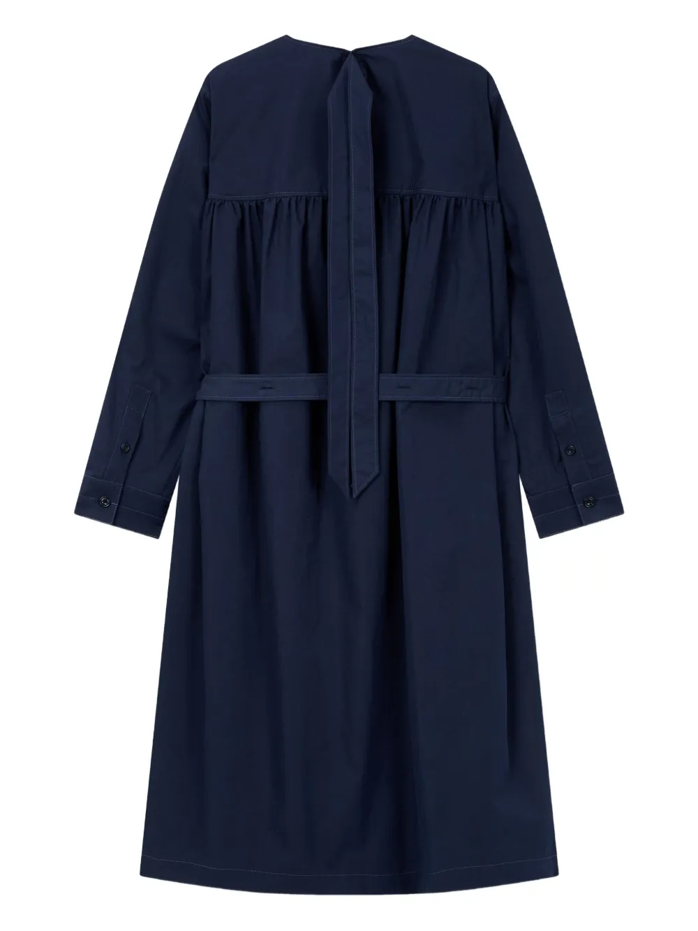 Studio Tomboy Rear-ribbon Shirring Dress In Black