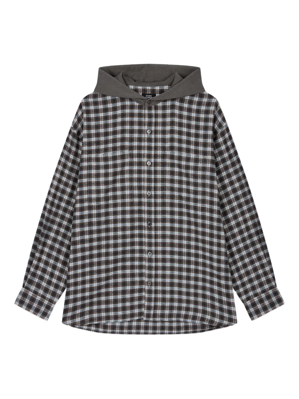 STUDIO TOMBOY hooded check-pattern shirt | Grey | Image 1