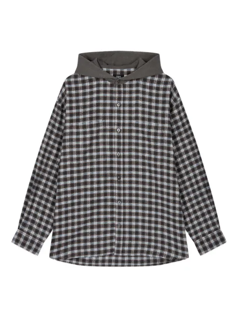 STUDIO TOMBOY camisa con motivo de cuadros y capucha