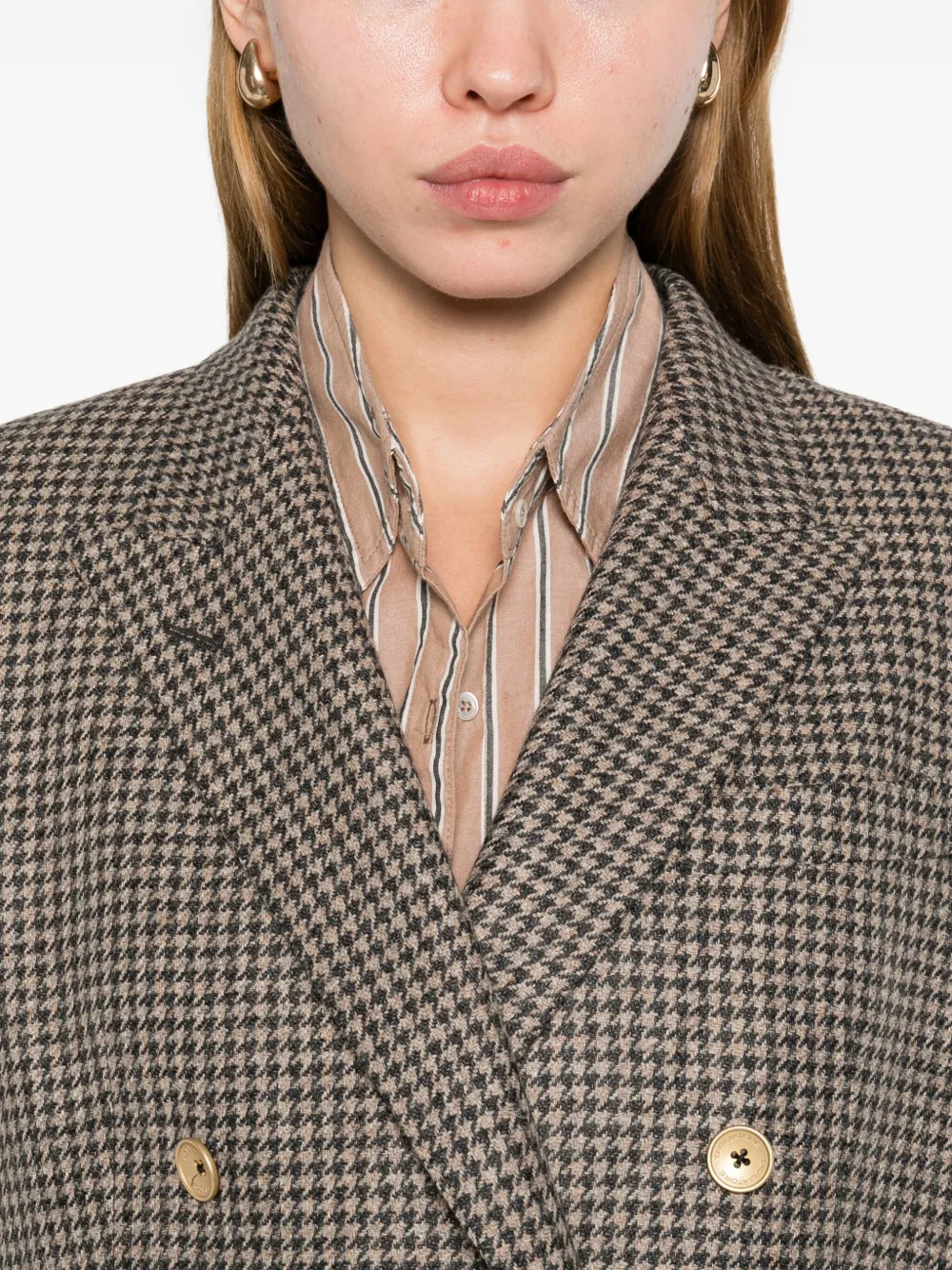 Tagliatore Blazer met dubbele rij knopen en pied-de-poule patroon Bruin