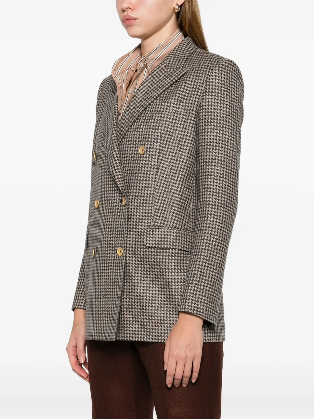 Tagliatore Blazer met dubbele rij knopen en pied-de-poule patroon Bruin