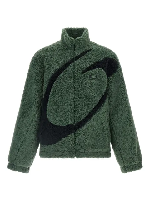 Balenciaga logo-embroidered sherpa jacket