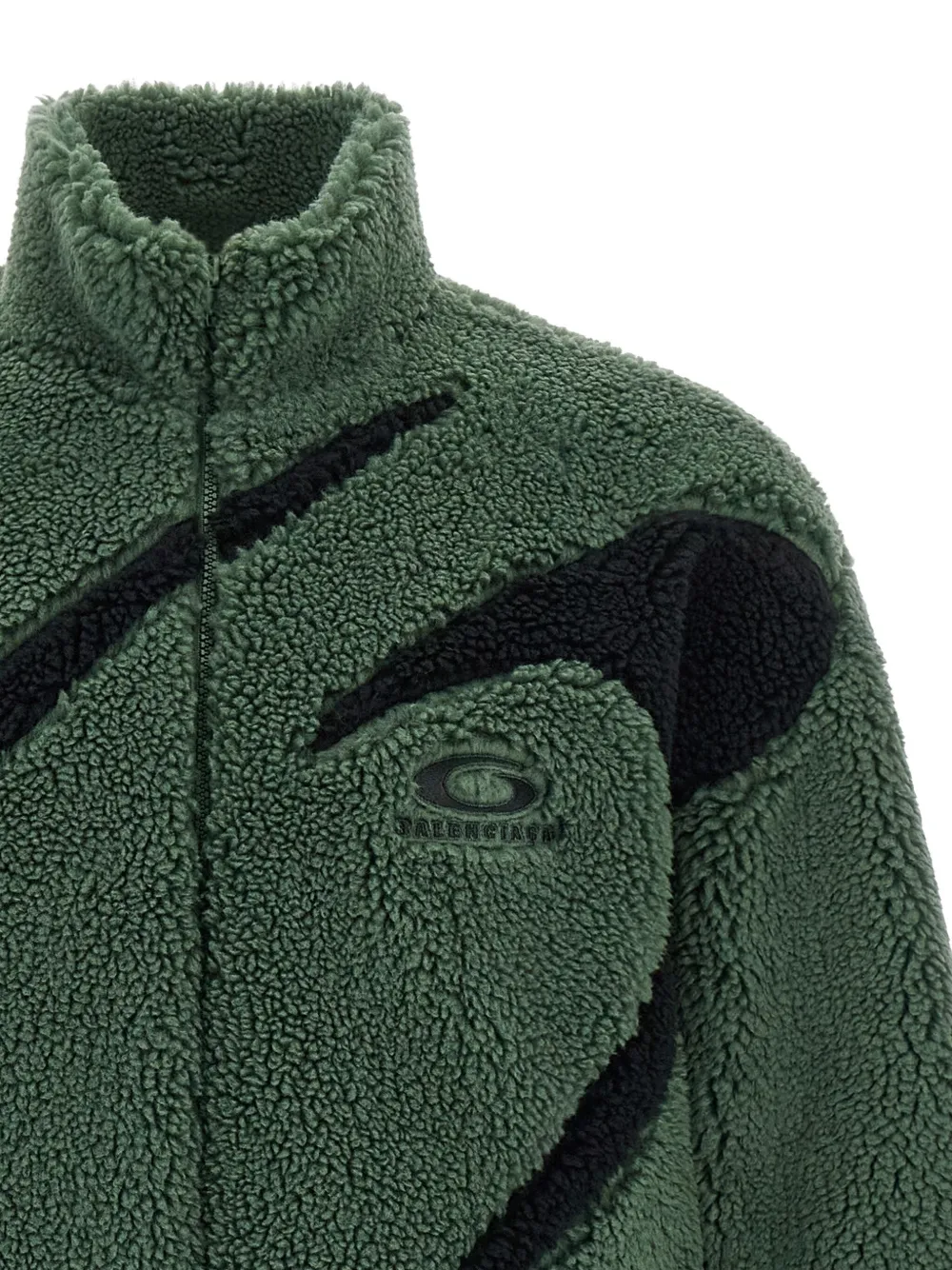 Balenciaga Sherpa jack met geborduurd logo Groen