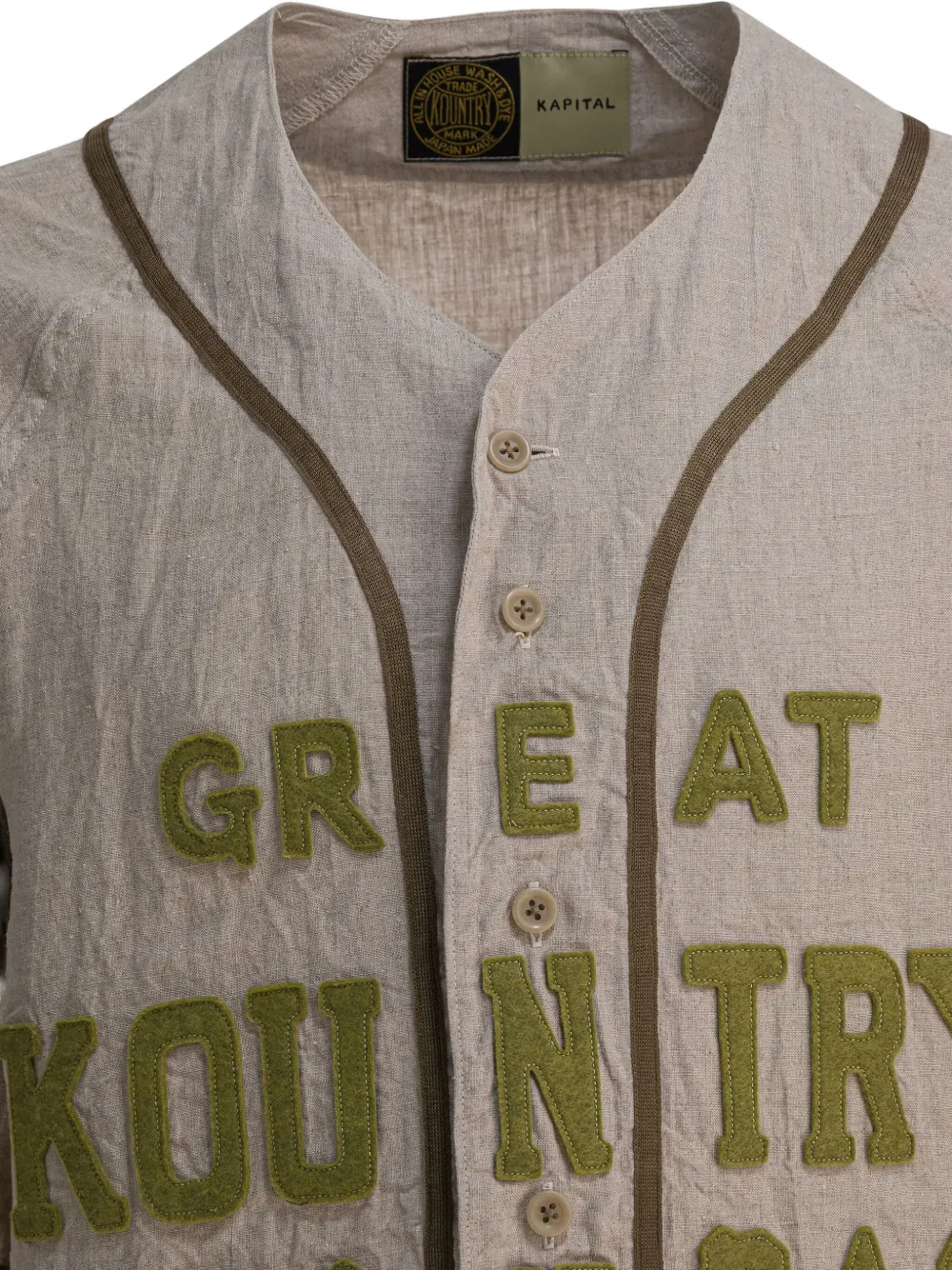 Kapital Appliqué Button Shirt In Gray