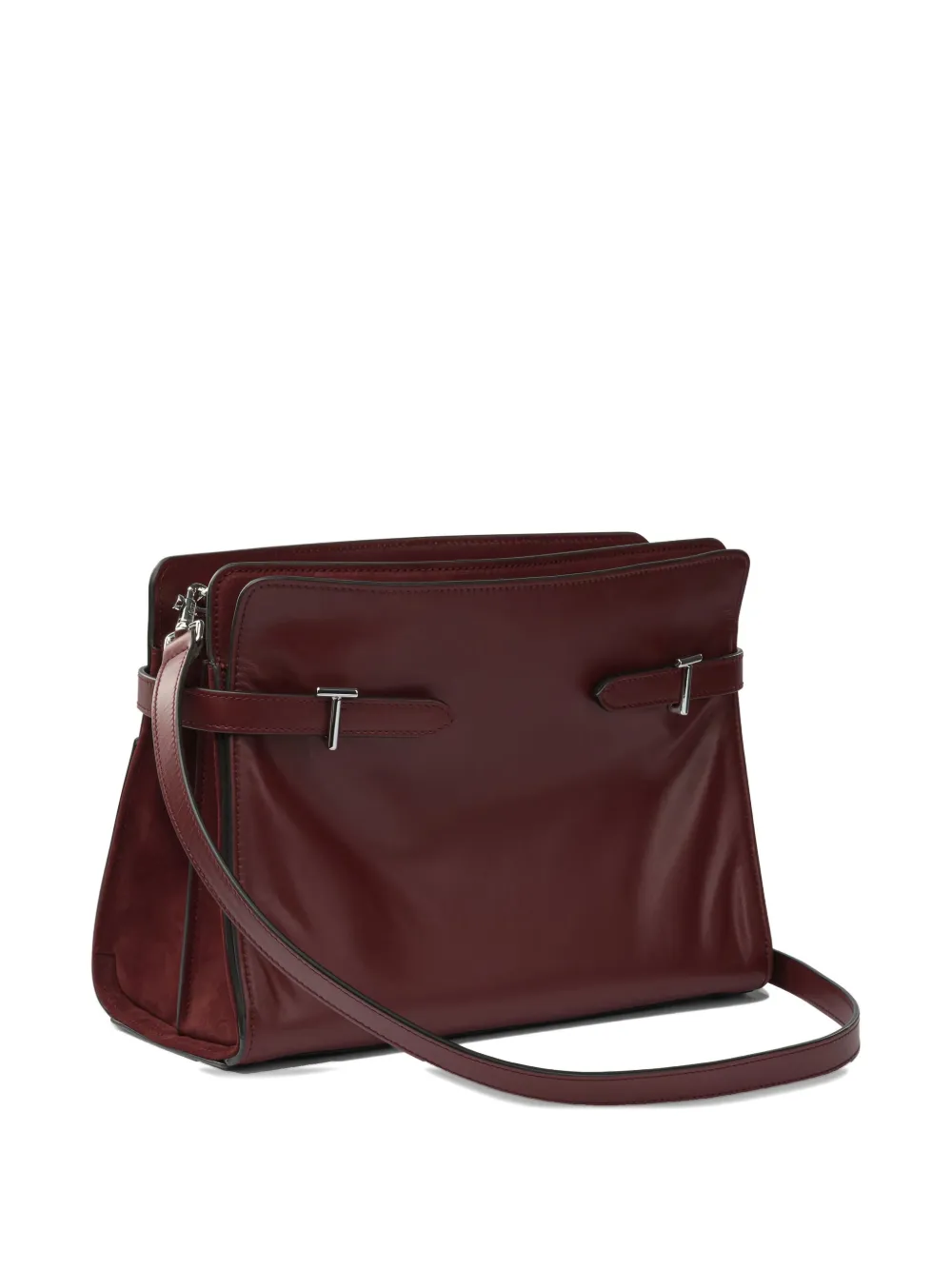 Le Tanneur Large Emilie Buckle-strap Shoulder Bag In Red