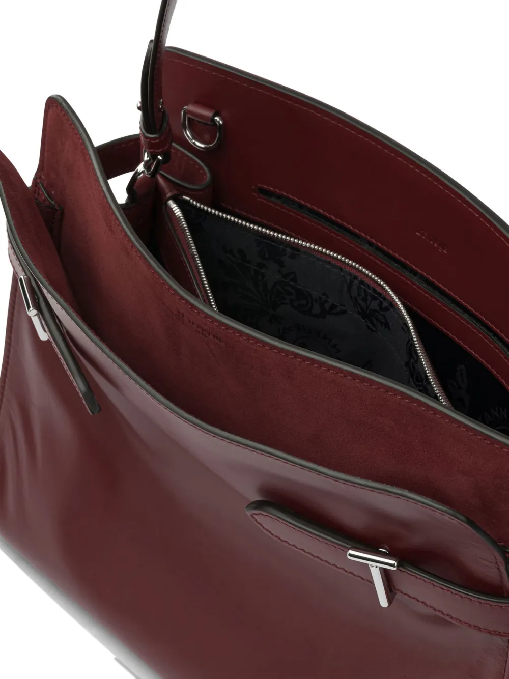 Le Tanneur Large Emilie Buckle-strap Shoulder Bag In Red