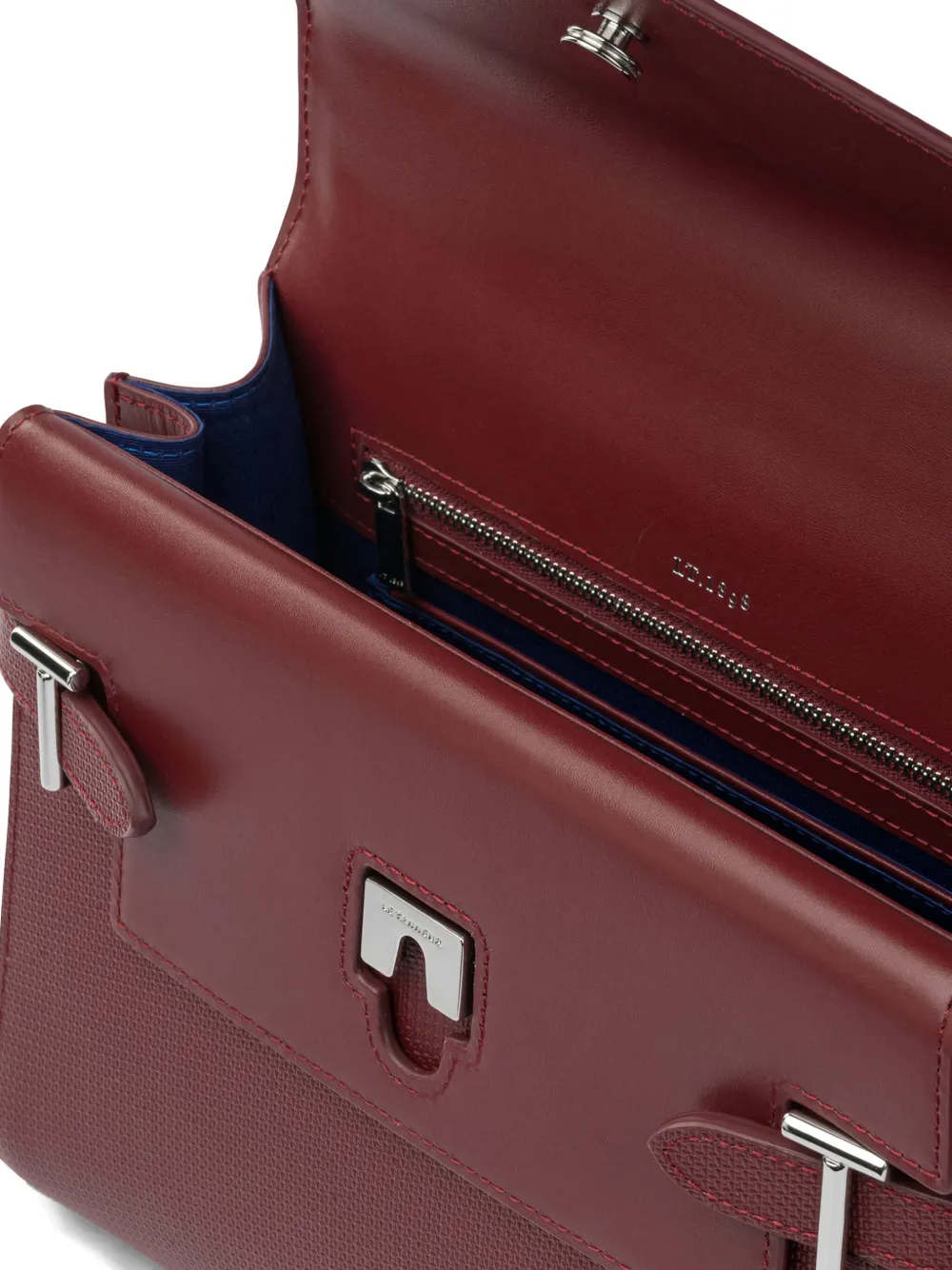 Le Tanneur Medium Emilie Double-flap Tote Bag In Burgundy