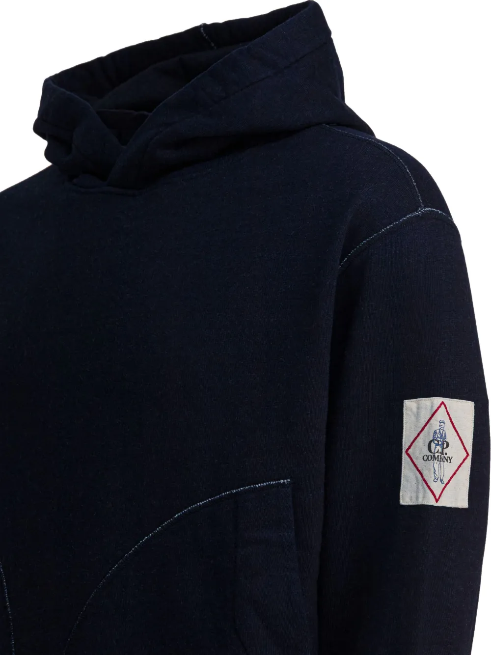 C.p. Company Hooded Sweatshirt With Front Pocket And Stitching In Blue