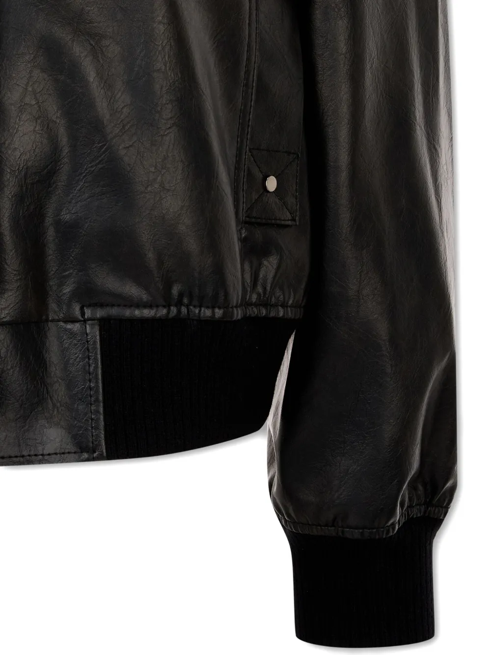 Studio Tomboy Faux Leather Bomber Jacket In Black