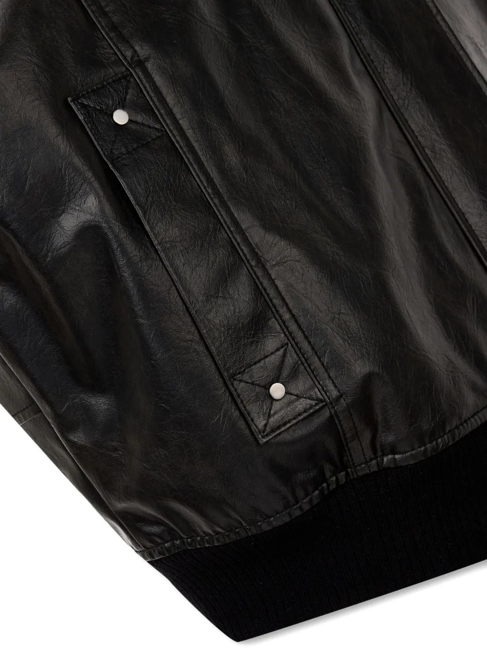 Studio Tomboy Faux Leather Bomber Jacket In Black