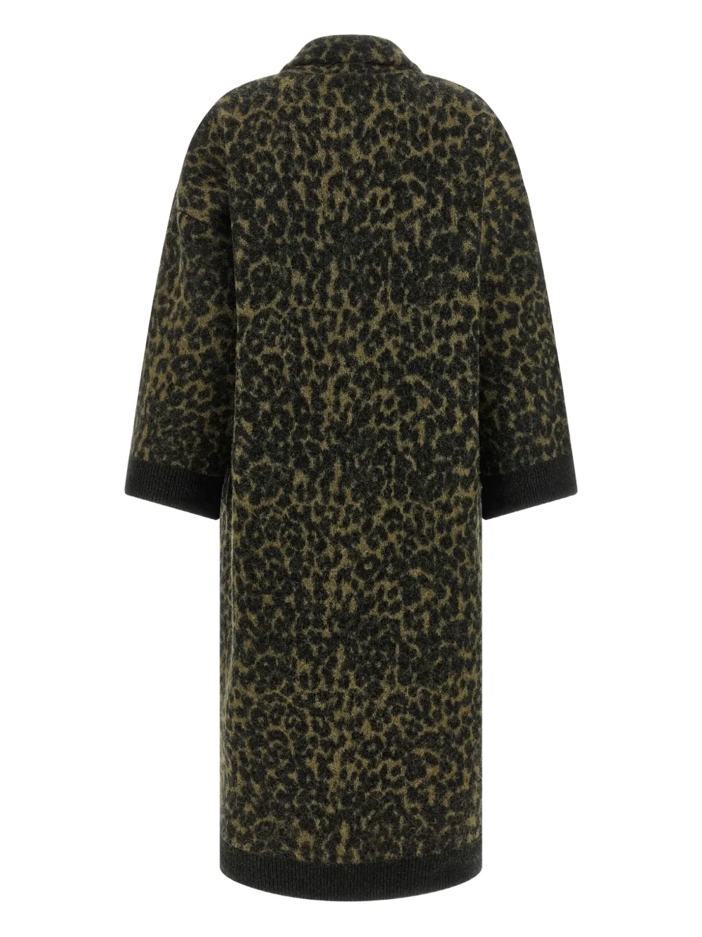 Nude Long Animal Print Wool Blend Coat In Green