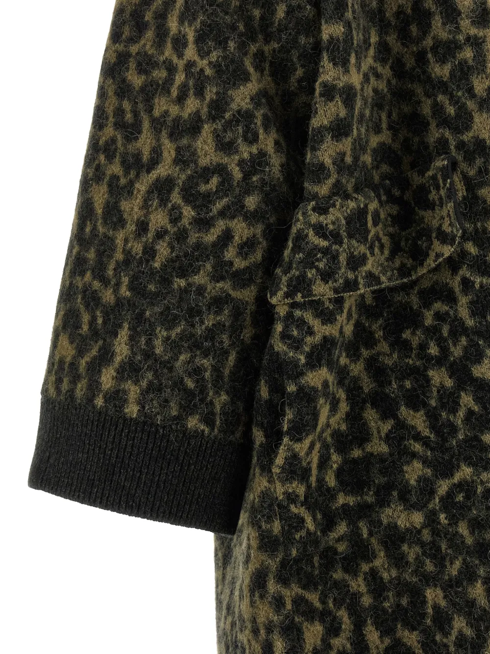 Nude Long Animal Print Wool Blend Coat In Green