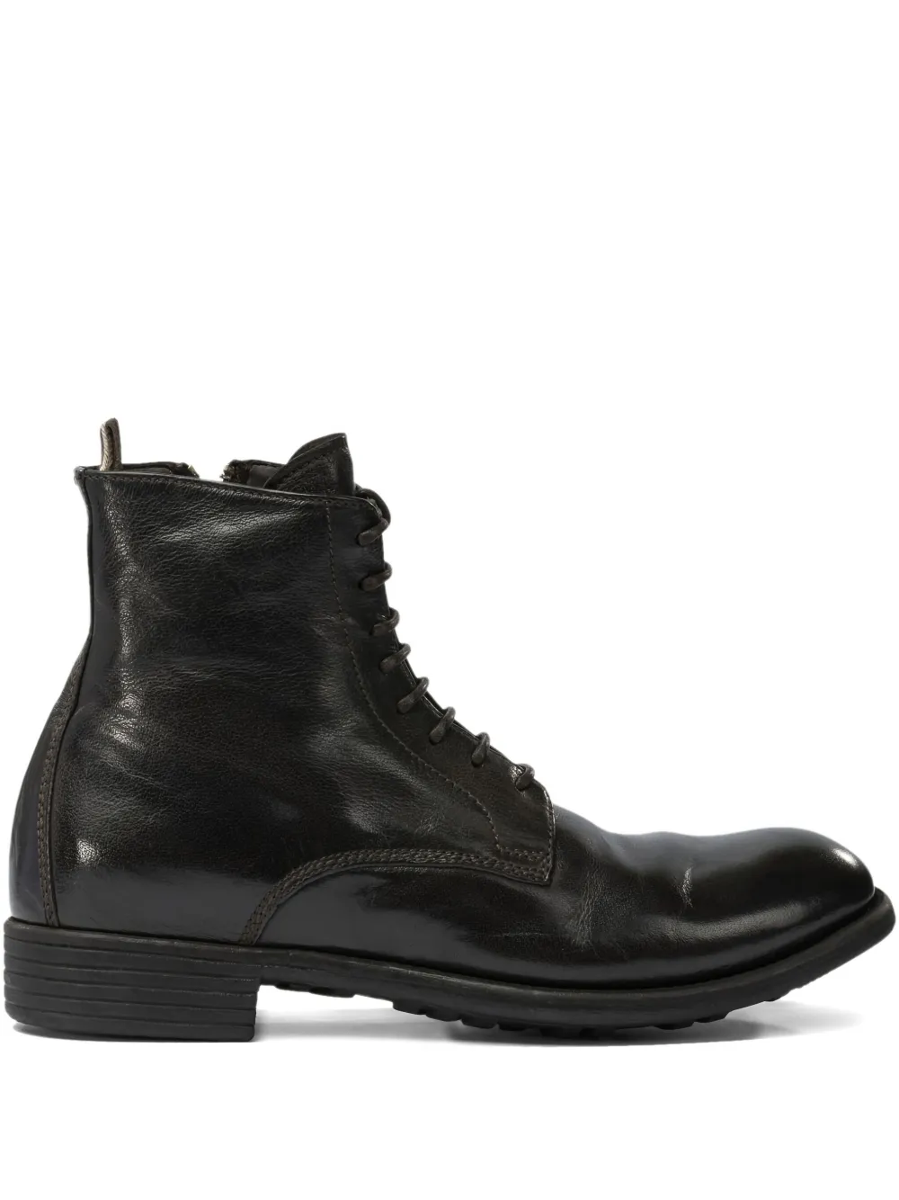 Officine Creative Leather Ankle Boots In Black