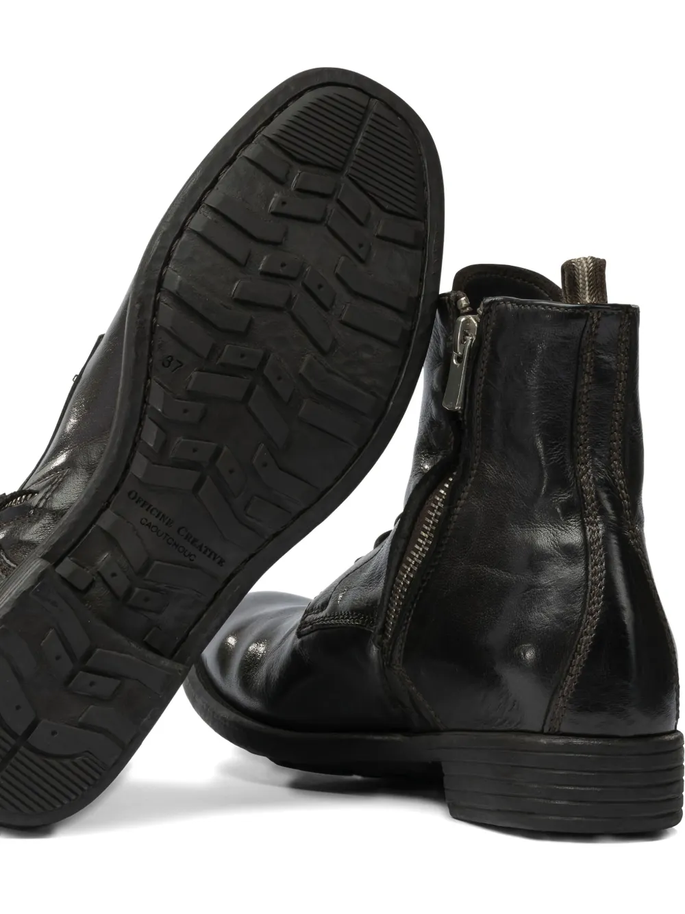 Officine Creative Leather Ankle Boots In Black
