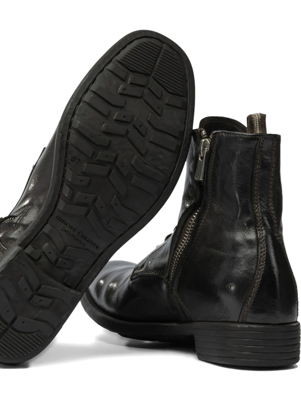 Officine Creative Leather Ankle Boots In Black