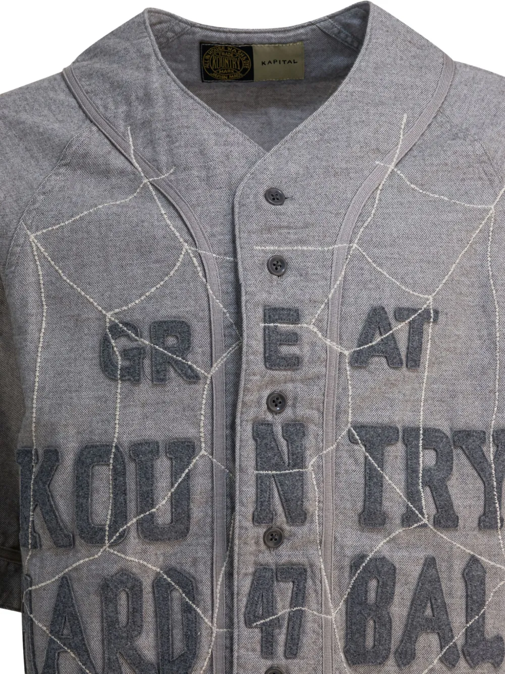Kapital Text-print Buttoned Shirt In Gray