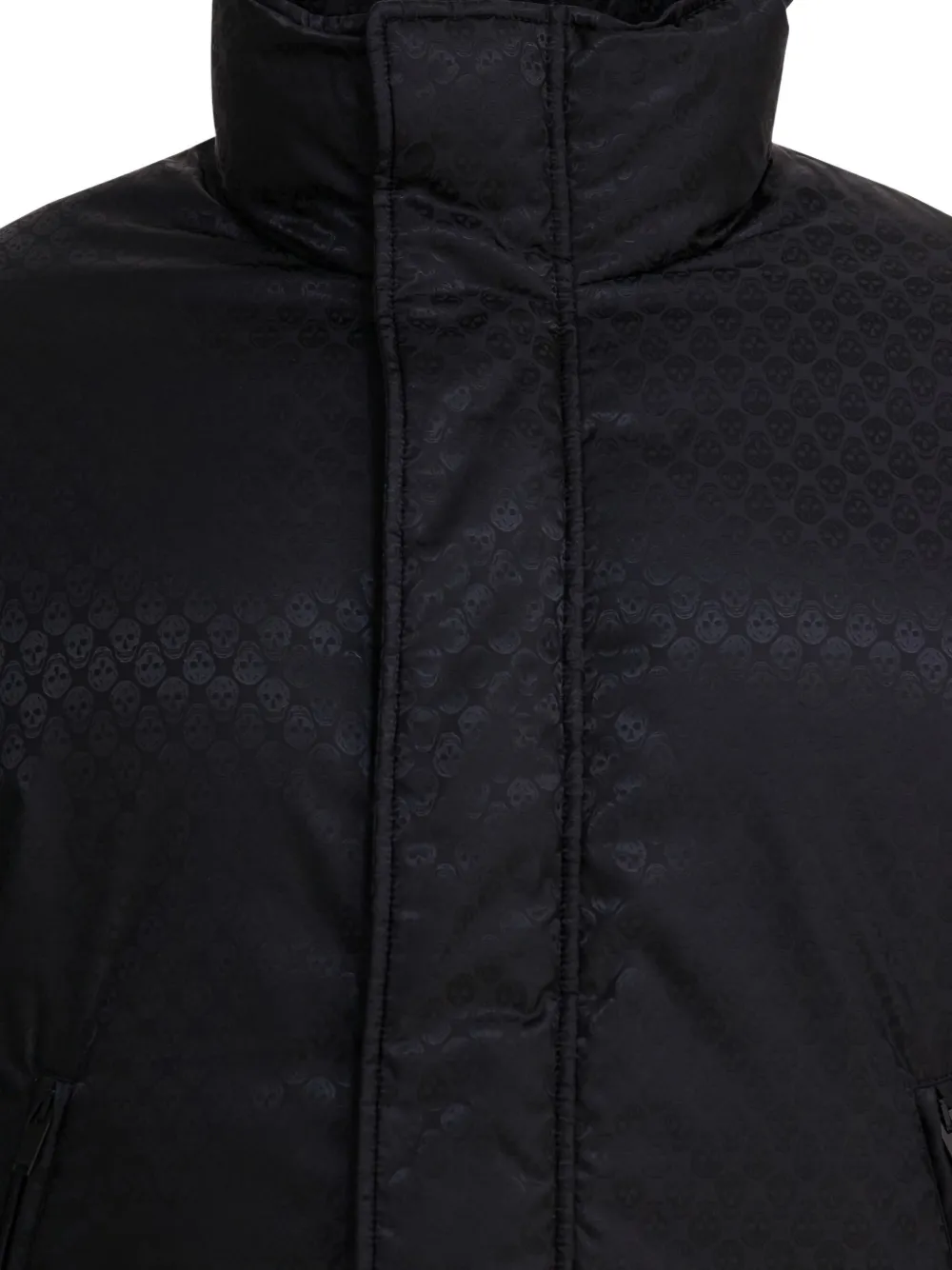 Alexander Mcqueen Quilted Jacket With High Collar And Pockets In Black