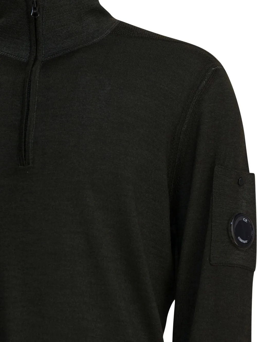 C.p. Company Merino Wool Half-zip Sweater Knitwear Grey In Black