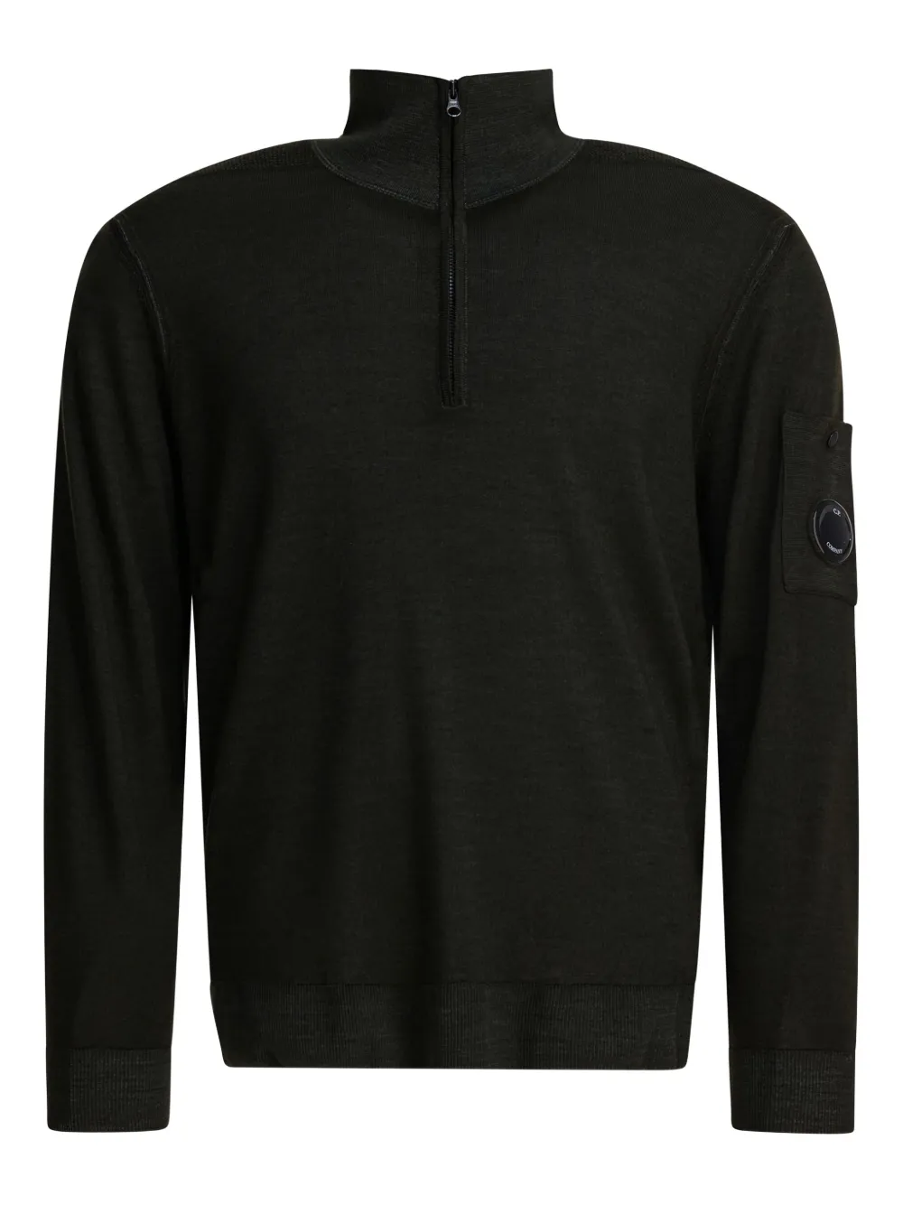 C.p. Company Merino Wool Half-zip Sweater Knitwear Grey In Black