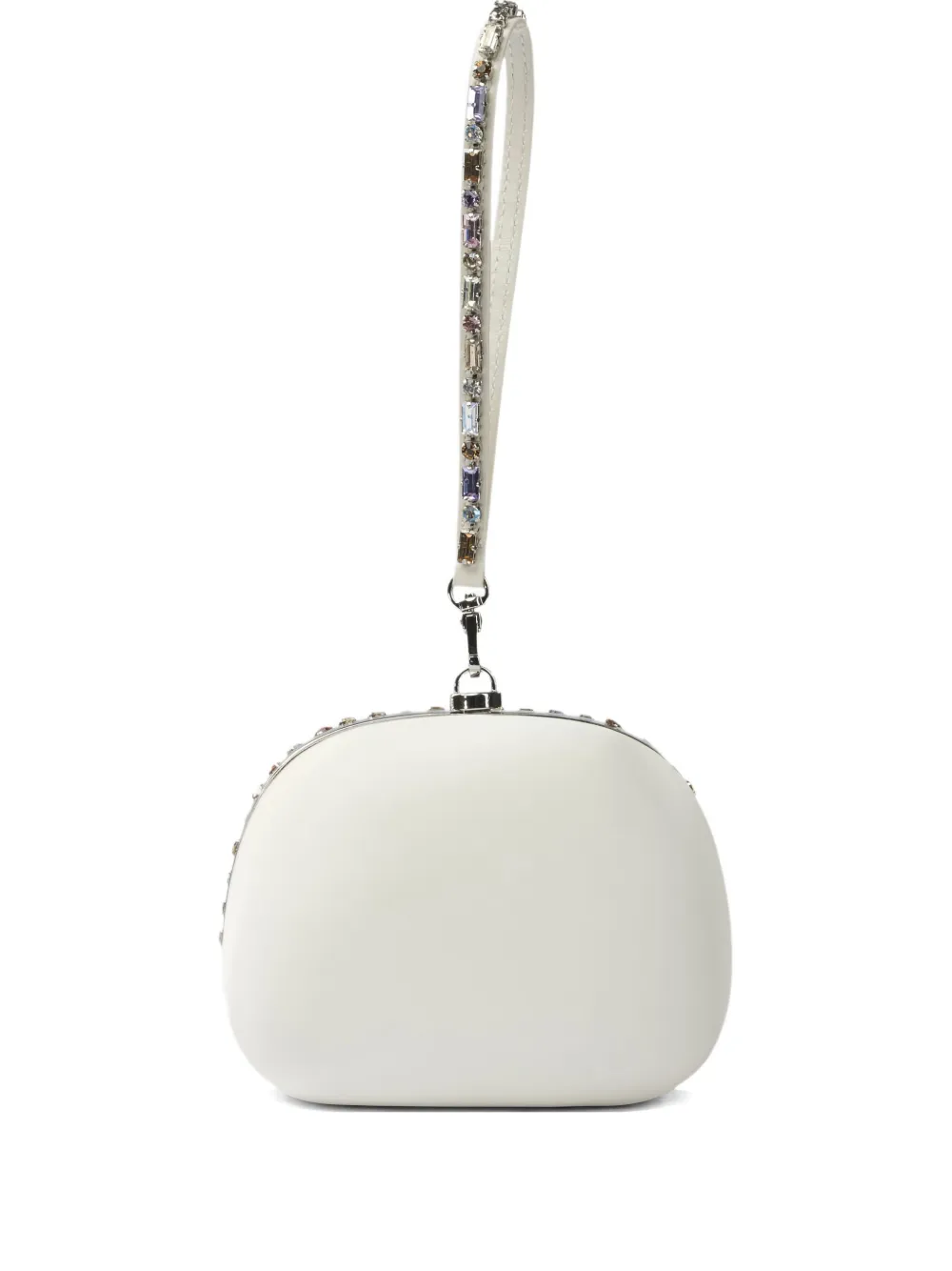 Self-portrait Crystal-embellished Clutch Bag In White