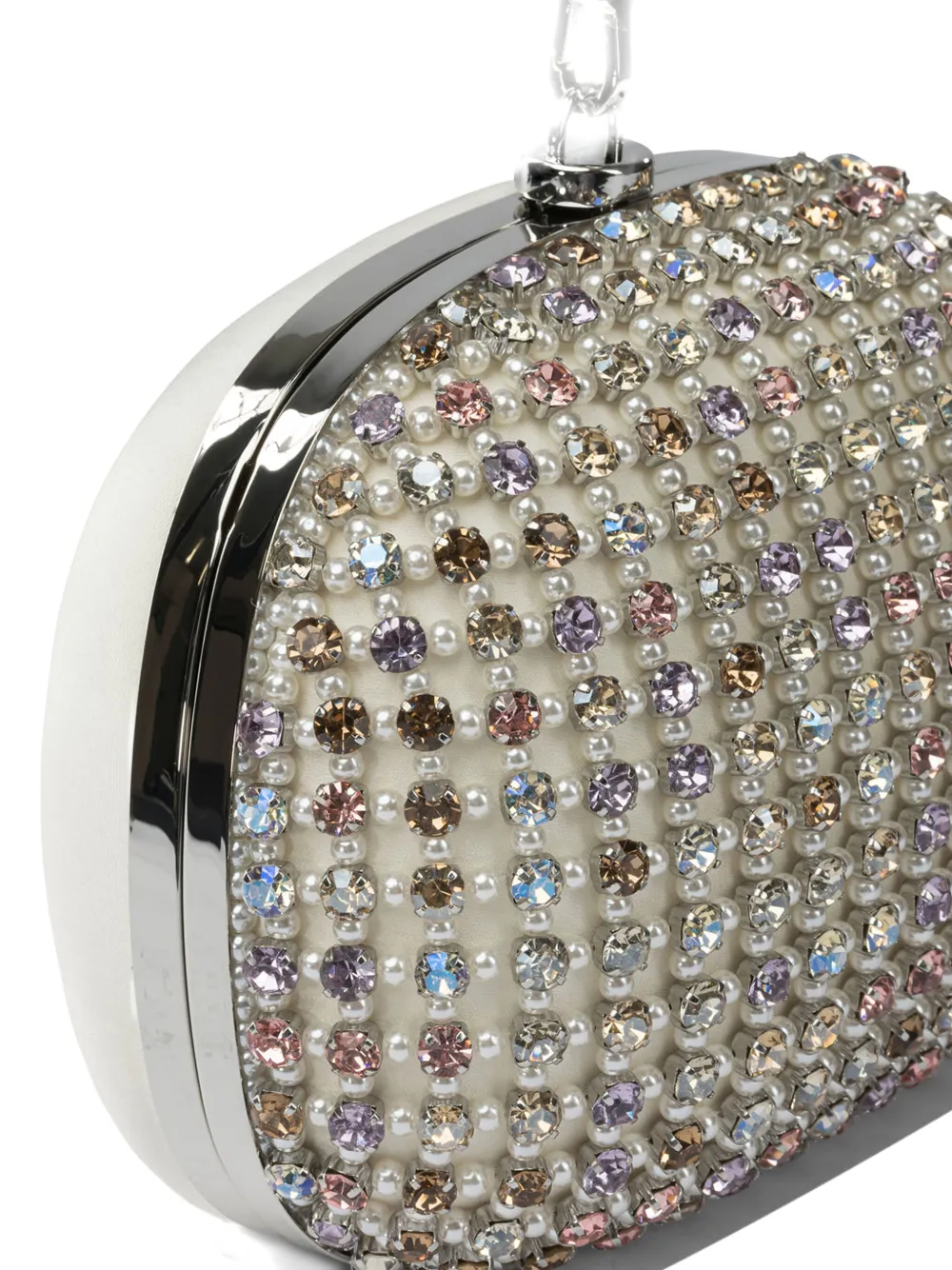 Self-portrait Crystal-embellished Clutch Bag In White