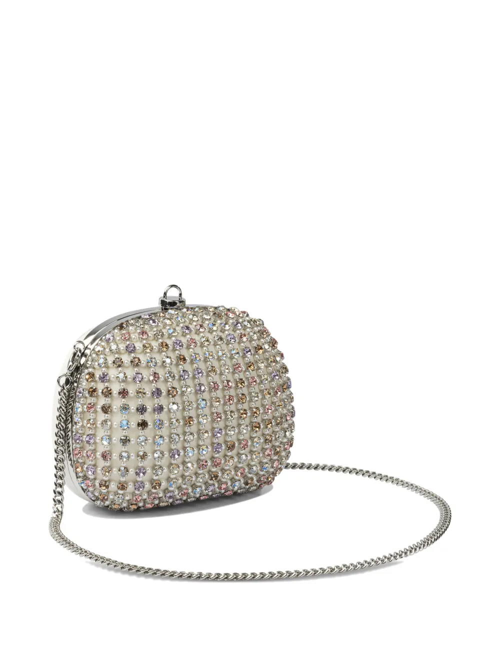 Self-portrait Crystal-embellished Clutch Bag In White