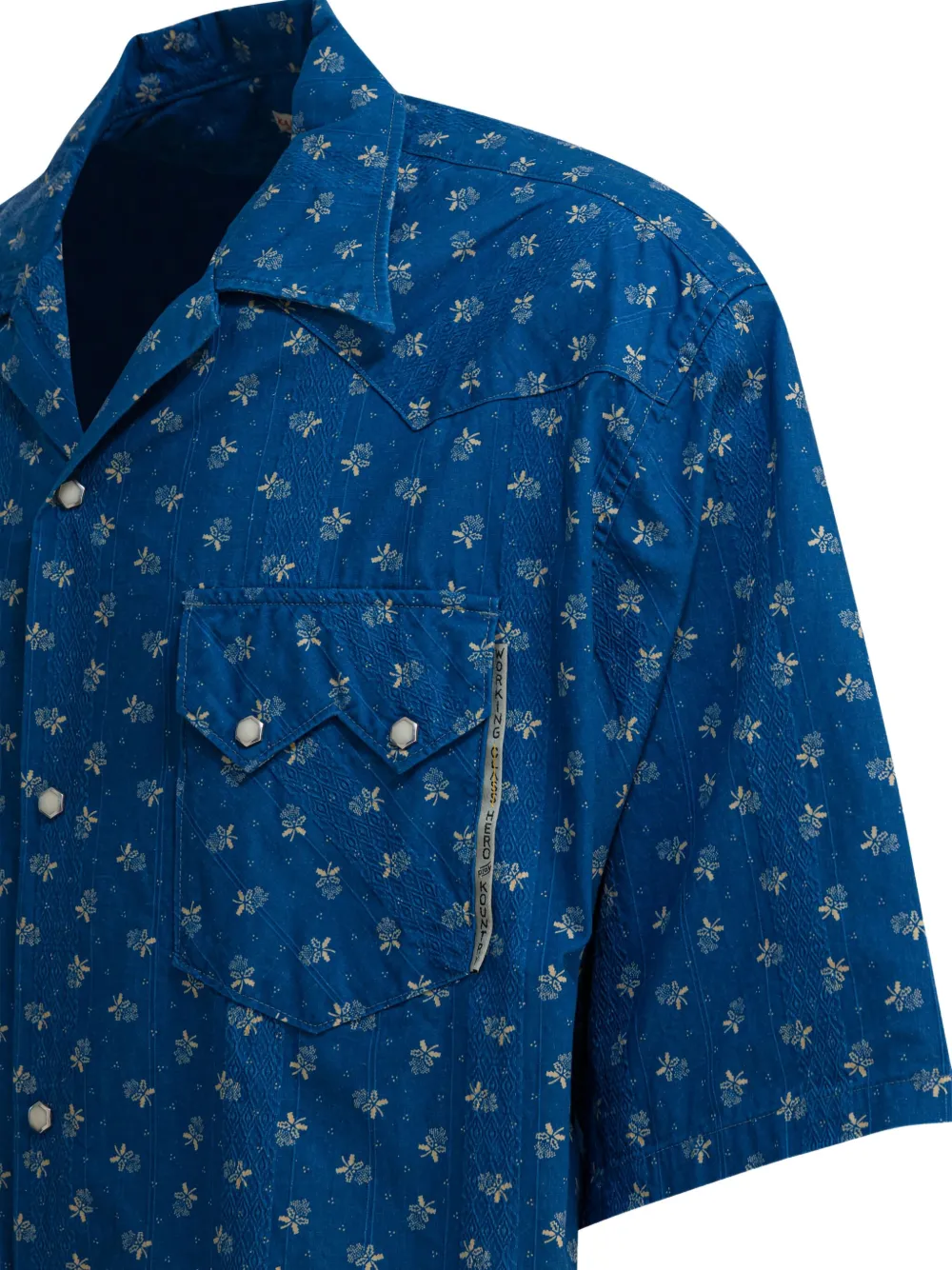 KAPITAL Overhemd met bloemenprint Blauw