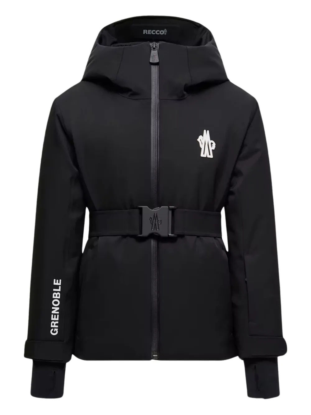 MONCLER GRENOBLE KIDS chamarra para nieve con cinturón y capucha | negro | Image 1