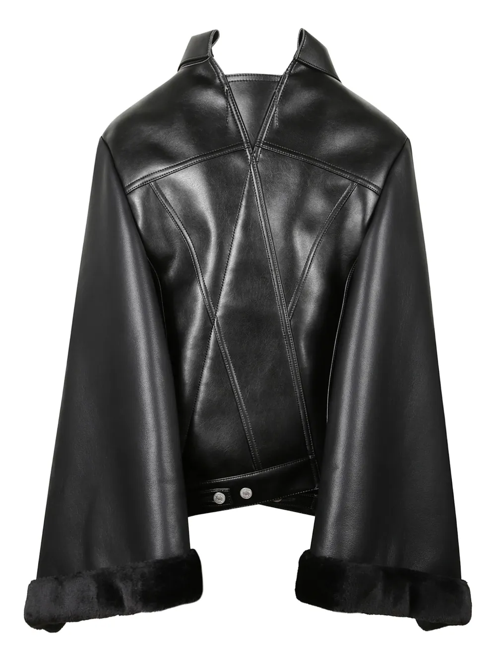 Junya Watanabe Jas met knopen en afwerking van bont - Zwart